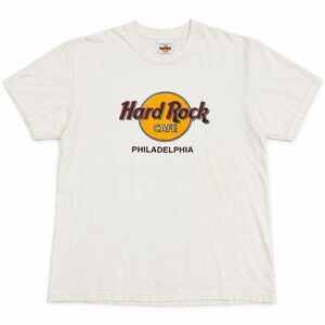Hard Rock Cafe Philadelphia T-Shirt Men's XL‎ White Logo Graphic